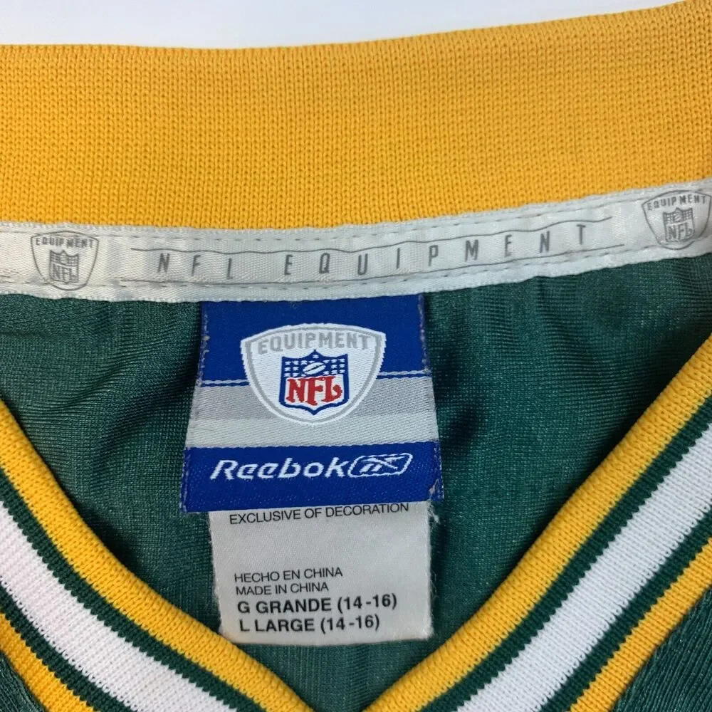 Reebok Brett Favre Green Bay Packers Jersey Boys Youth L Large Green NFL OnField